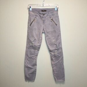 Guess Lilac Purple Distressed Raw Hem Denim Jeans